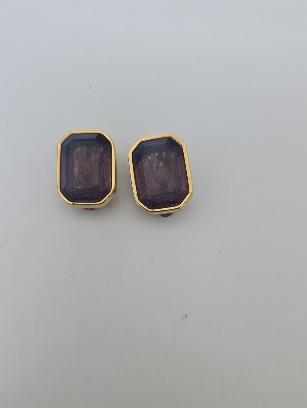 Givenchy Gold-Tone Purple Octagon Clip Earrings